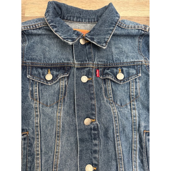 Levi's Strauss & Co Women's Small Denim Trucker Jacket Blue Classic Jean Cropped - Picture 2 of 8